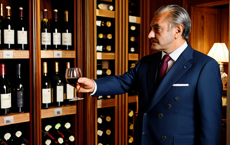 **Prompt for a Lion-inspired image:**
    A distinguished connoisseur in an impeccably tailored, modest business suit, fully clothed, standing in a grand, oak-paneled private wine cellar. Rows of classic Bordeaux and Champagne bottles are neatly displayed in the background. The individual holds a crystal wine glass with a deep red wine, carefully observing its hue, a look of profound appreciation and discernment on their face. Soft, ambient lighting highlights the rich textures of the wood and the wine. Professional photography, high resolution, perfect anatomy, correct proportions, natural pose, well-formed hands, proper finger count, natural body proportions, safe for work, appropriate content, fully clothed, professional dress, family-friendly.